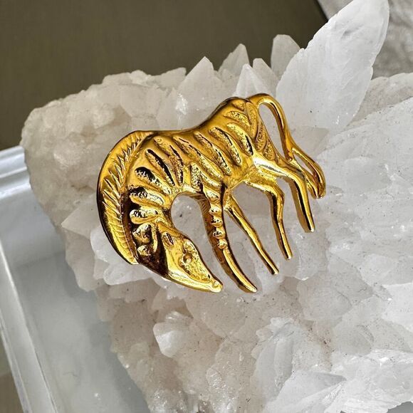 Vintage Gold Zebra Brooch - Picture 2 of 6